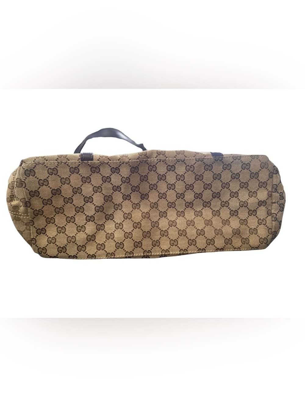 Gucci Beige Monogram Two Shoulder Bag Strap with Dark Brown Leather Trim - Picture 5 of 15